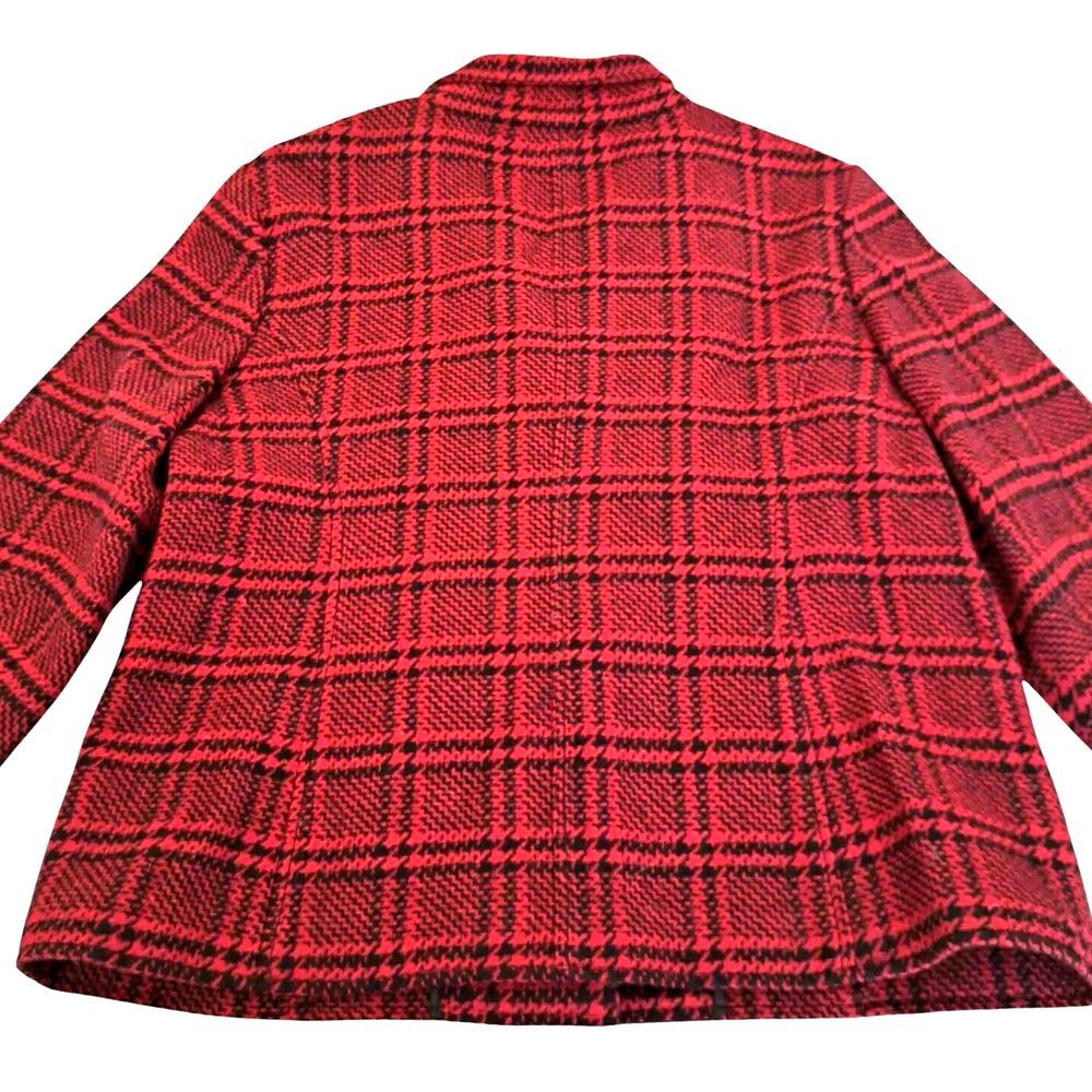 Talbots Wool Blend Blazer Womens‎ 12 Red Black Plaid Lined Jacket Classic Preppy - Picture 6 of 10